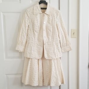 Eyelet skirt suit